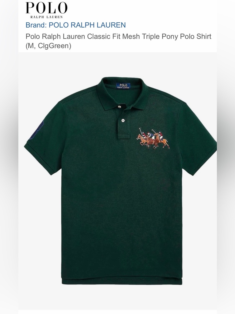 POLO RALPH LAUREN Shirt Mens‎ Extra-Large BIG Triple Pony Embroidered 3 VINTAGE